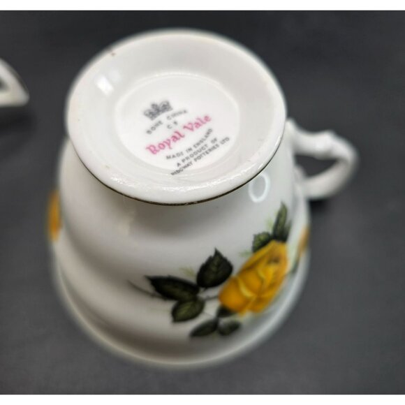 Vintage Yellow Rose Bone China Teacups Set Of 2 Royal Vale and Rosina JJ4093 - Picture 11 of 12